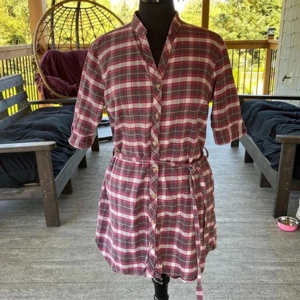 Fig  Plaid  Flannel Belted Tunic/ Dress